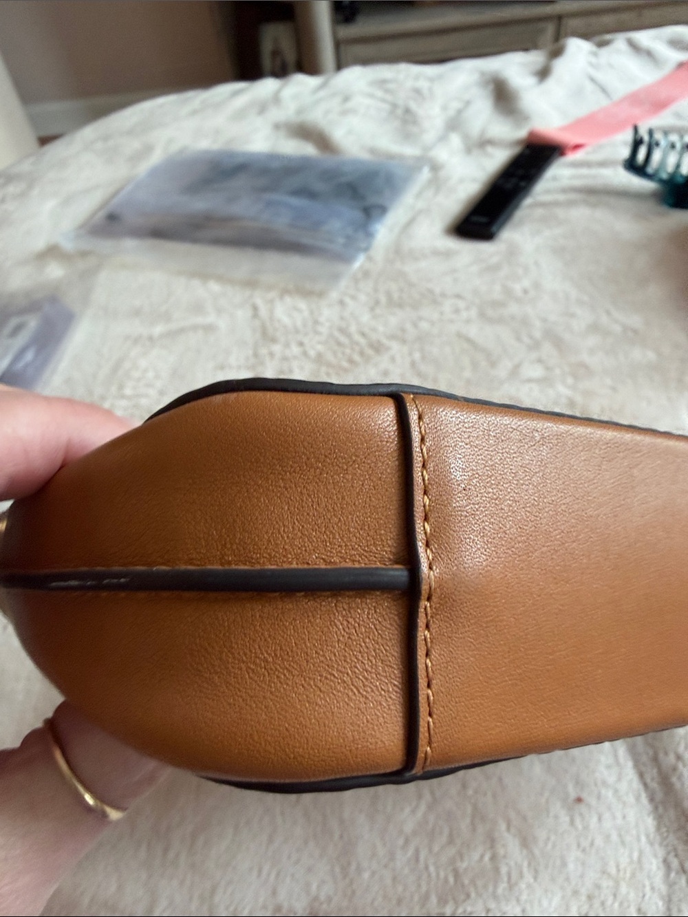 MCM Cognac Visetos Monogram Shoulder Bag with Gold Plate - Picture 2 of 7